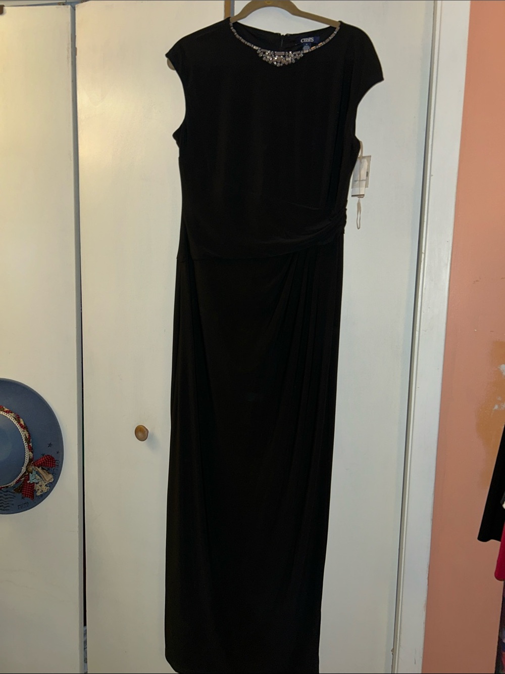 Chap’s Black Maxi Dress with Jeweled Neckline
